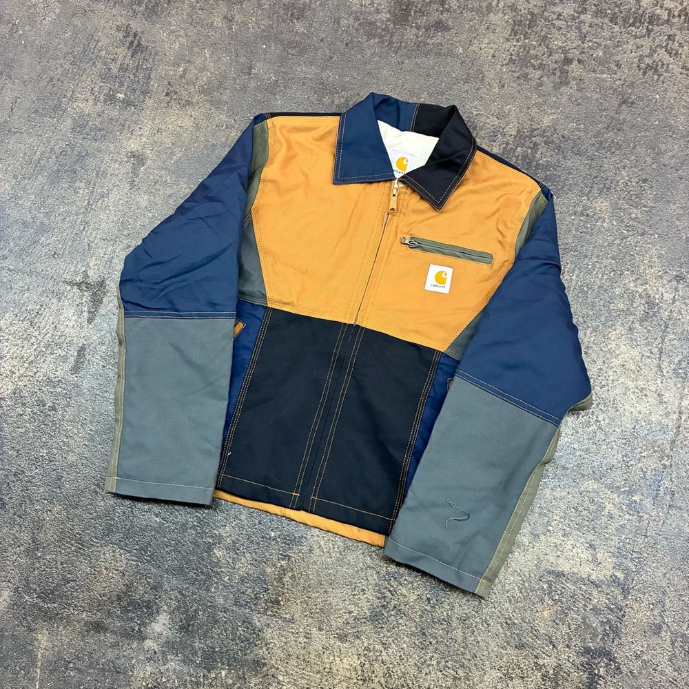 Vtg Custom Carhartt Reworked multicoloured Work wear Detroit jacket sz Small